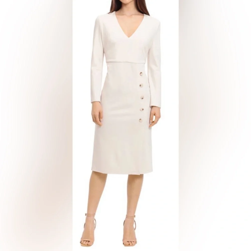 Maggy London Women's Long-Sleeve V-Neck Sheath Dress Size 8 - Picture 1 of 6